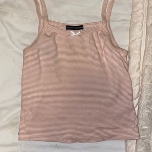 BRANDY MELVILLE PINK AND WHITE STRIPPED CROPPED TANK WITH BOW sz S